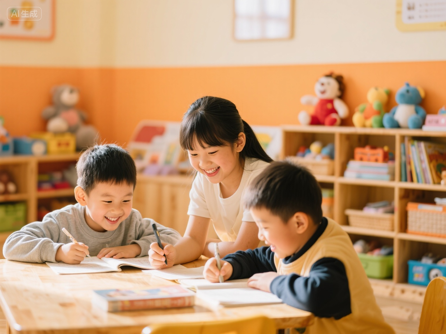 优益托管老师辅导孩子写作业